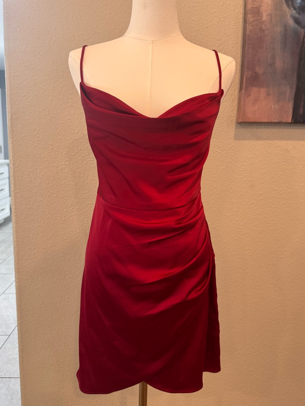 Lulus Sleeveless Cowl Neck Satin Mini Dress